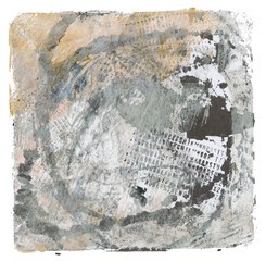 Art Abstract acrylic and watercolor monotype smear painting blot. Gel printing plate. Canvas stain texture background.