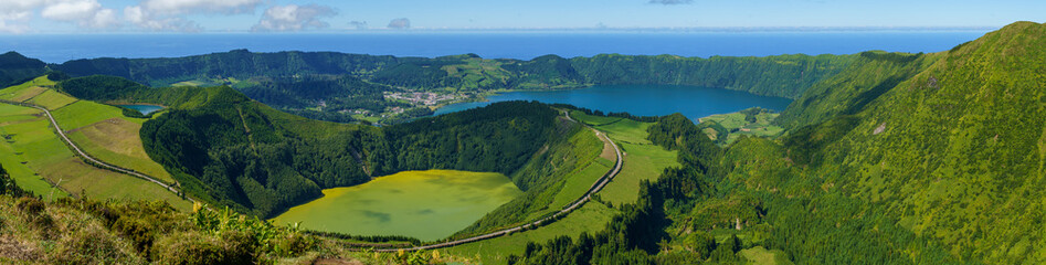 Panoramic view from Miradouro do Cerrado das Freiras, in Sao Miguel, Azores, Portugal