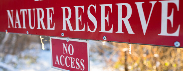 Natural Reserve No Access sign. Poland.