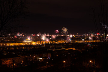 Fototapeta na wymiar Silvester Feuerwerk in Praha 