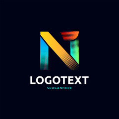 Letter N logo. colorful gradient letter logo