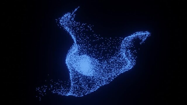 3D Animation Partikel Flug blau