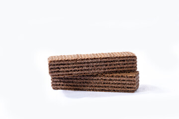 delicious biscuits filled with chocolate isolated on white background.