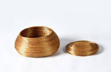 handmade basket made with golden grass, typical Brazilian handicraft