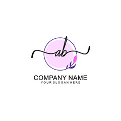 Initial AB beauty monogram and elegant logo design  handwriting logo of initial signature