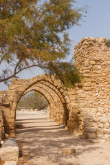 Ruins of buildings in Caesarea. Israel