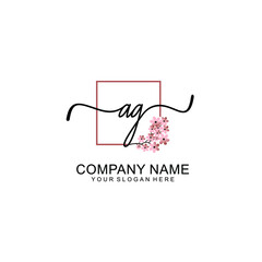 Initial AG beauty monogram and elegant logo design  handwriting logo of initial signature