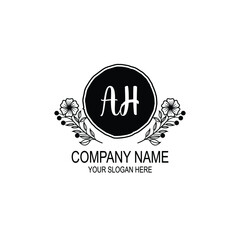 AH initial hand drawn wedding monogram logos