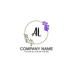 AL Initial handwriting logo vector. Hand lettering for designs