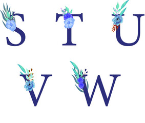 Floral alphabet set
