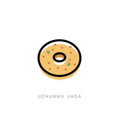 Fototapeta premium Uzhunnu vada lso known as medu vada or urad dal fritters is a baked and fried indian snack simple outline vector
