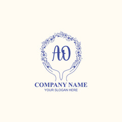 AO initial hand drawn wedding monogram logos