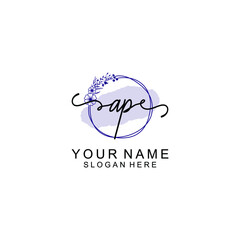 Initial AP beauty monogram and elegant logo design  handwriting logo of initial signature