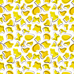 Seamless pattern in yellow colours. Background with abstract shapes. Repetitive ornament for websites background, presentations, wallpaper, paper, textile, etc. Vector illustration in yellow shades.