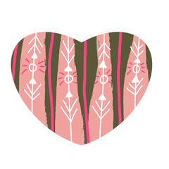 Decorative abstract heart in the Scandinavian style, hugge, hygge, with floral elements, suitable for decorating designs for Valentine's Day, Christmas, birthday, wedding, declaration of love.