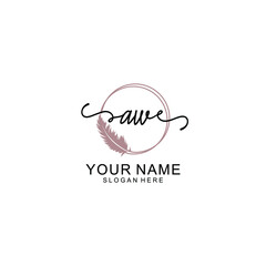 Initial AW beauty monogram and elegant logo design  handwriting logo of initial signature