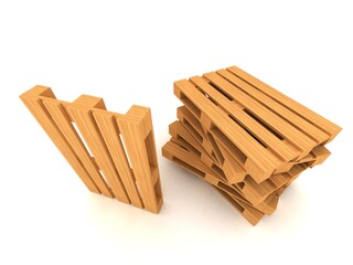 3d Render Illustration.wooden pallets.