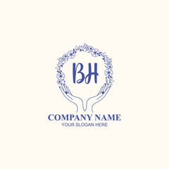 BH initial hand drawn wedding monogram logos