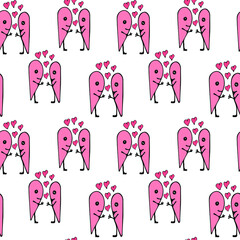 Favorite hand-drawn hearts seamless pattern, lovely romantic background, perfect for Valentine's Day, Mother's Day, textiles, wallpapers, posters - vector design