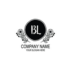 BL initial hand drawn wedding monogram logos