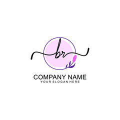 Initial BR beauty monogram and elegant logo design  handwriting logo of initial signature