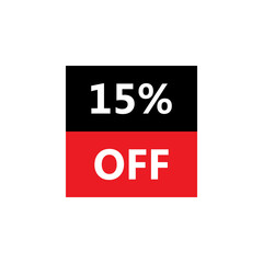 Up To 15% Off. Vector illustration of special offer sale sticker on white background. Red black bargain symbol. Cut price icon. Discount, sale concept.