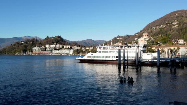  Aerial Drone - Landscape on Lake Maggiore - Laveno Monbello Italy