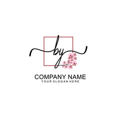 Initial BY beauty monogram and elegant logo design  handwriting logo of initial signature