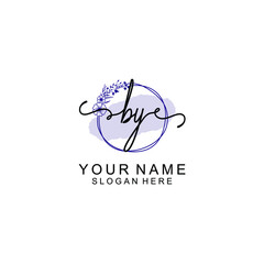 Initial BY beauty monogram and elegant logo design  handwriting logo of initial signature