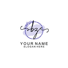 Initial BZ beauty monogram and elegant logo design  handwriting logo of initial signature