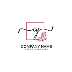 Initial CY beauty monogram and elegant logo design  handwriting logo of initial signature