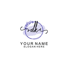 Initial DK beauty monogram and elegant logo design  handwriting logo of initial signature