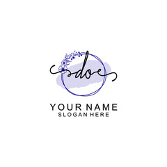 Initial DO beauty monogram and elegant logo design  handwriting logo of initial signature