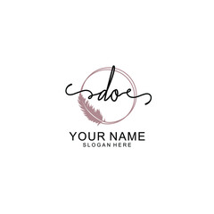 Initial DO beauty monogram and elegant logo design  handwriting logo of initial signature