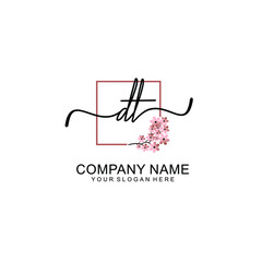 Initial DT beauty monogram and elegant logo design  handwriting logo of initial signature