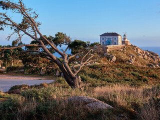 Finisterre Cape Lighthouse, Costa da Morte, Galicia, Spain. One of the most famous Lighthouse in Western Europe. Last stage in the Camino de Santiago.