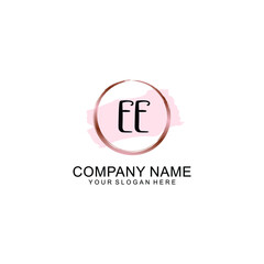 EE Initial handwriting logo vector. Hand lettering for designs