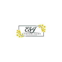 EJ Initial handwriting logo vector. Hand lettering for designs