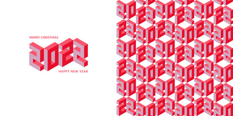 Seamless pattern with numbers 2022 in red