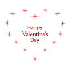 Illustration of Valentine's Day. Heart of stars with text on a white background