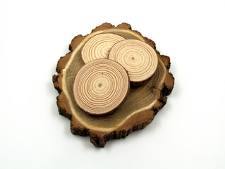 Wooden circles of different dimensions, with a specific structure.