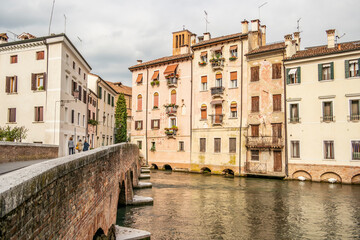Fototapeta na wymiar View on the San Francesco bridge in Treviso, Veneto - Italy