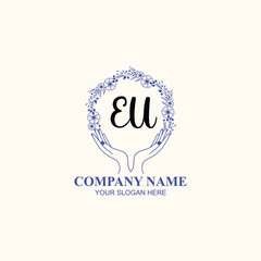 EU initial hand drawn wedding monogram logos