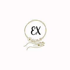 EX initial hand drawn wedding monogram logos