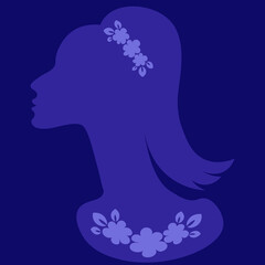 an elegant female head in profile with jewelry - a banner for advertising jewelry or a postcard. Design element