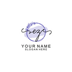 Initial EZ beauty monogram and elegant logo design  handwriting logo of initial signature