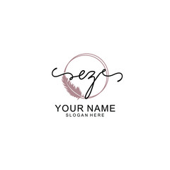 Initial EZ beauty monogram and elegant logo design  handwriting logo of initial signature