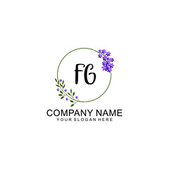 FG Initial handwriting logo vector. Hand lettering for designs