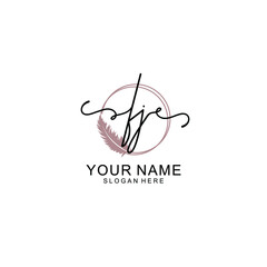 Initial FJ beauty monogram and elegant logo design  handwriting logo of initial signature