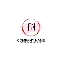 FN Initial handwriting logo vector. Hand lettering for designs